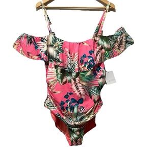 La Blanca NWT Women’s 20W Pink Coral Floral One-Piece Swimsuit